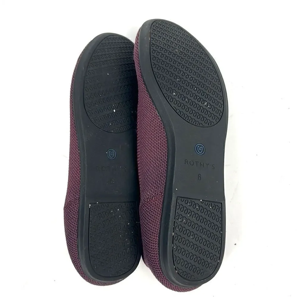 Rothy's The Flat Ballet Shoes Burgundy Round Toe Retired Color Size 6